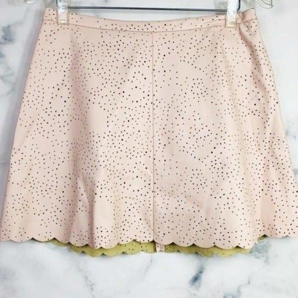 BCBGMaxAzria Faux Leather Mini Skirt Pink/Cream Faux Leather Skirt XXS